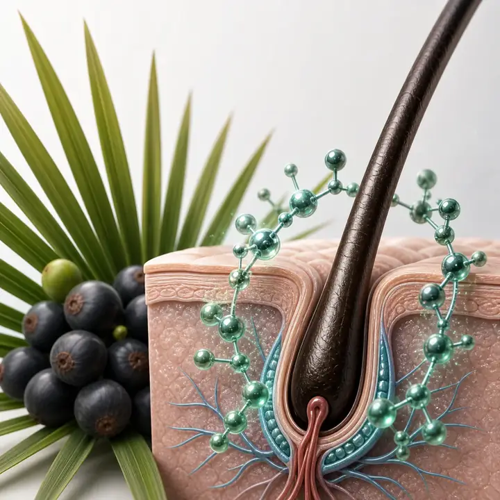 Representación del saw palmetto en el folículo capilar