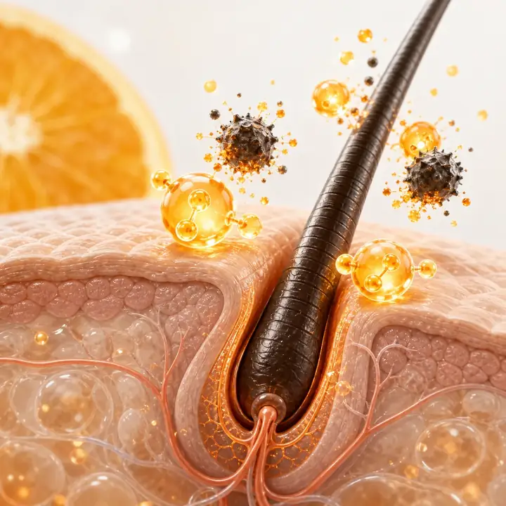 Representación de la vitamina C frente al estrés oxidativo