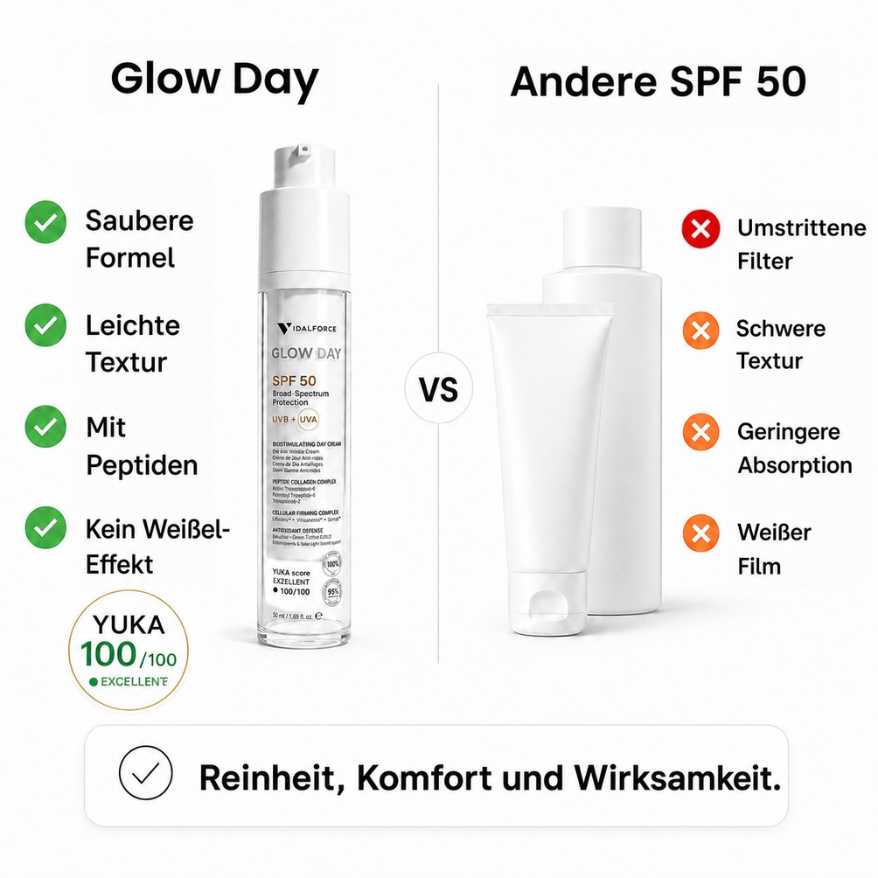 Vergleich Glow Day gegenüber anderen SPF 50