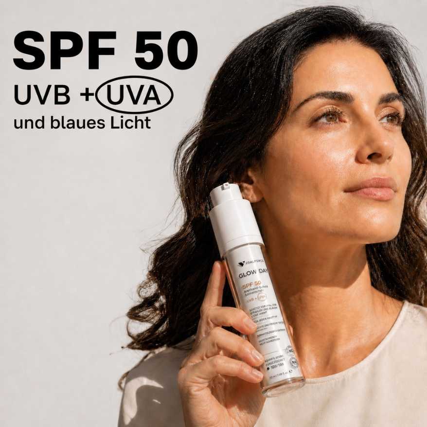 Glow Day SPF 50 geprüfter Sonnenschutz UVB UVA ISO