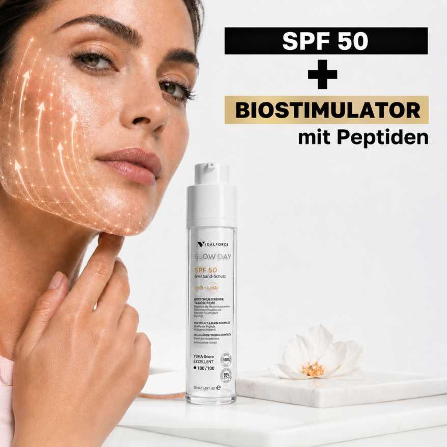 Glow Day SPF 50 biostimulierender Sonnenschutz mit Peptiden