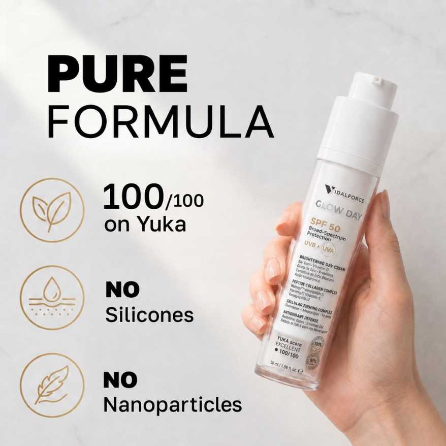 Glow Day pure formula high protection maximum purity without silicones without nanoparticles