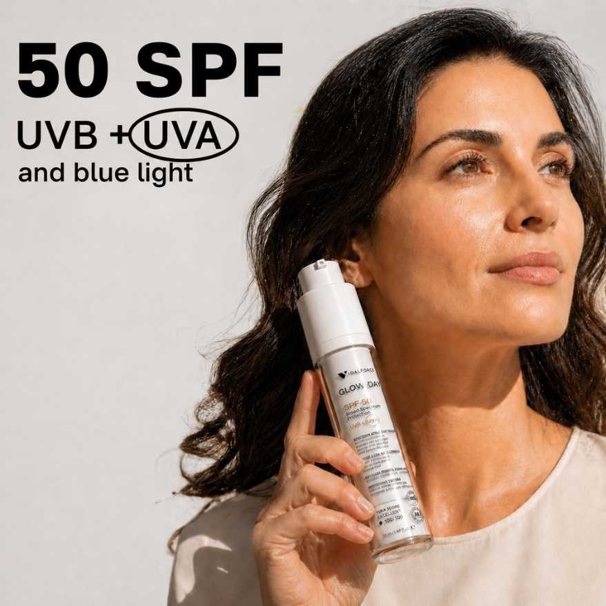 Glow Day SPF 50 verified sun protection UVB UVA ISO