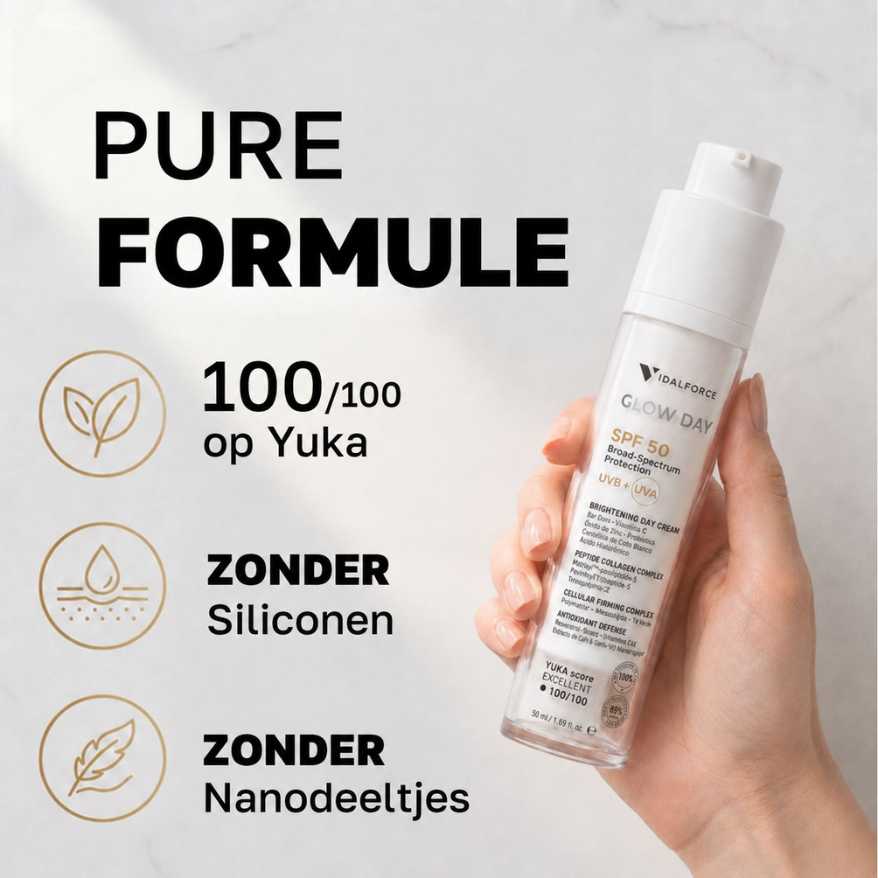 Glow Day pure formule hoge bescherming maximale zuiverheid zonder siliconen zonder nanodeeltjes