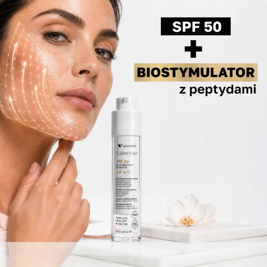 Glow Day SPF 50 biostymulująca ochrona przeciwsłoneczna z peptydami