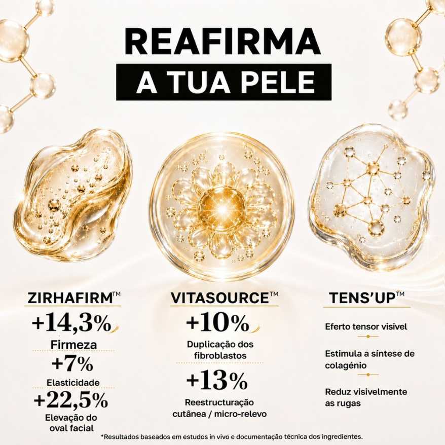 Glow Day 3 ativos reafirmantes Zirhafirm Vitasource Tens Up